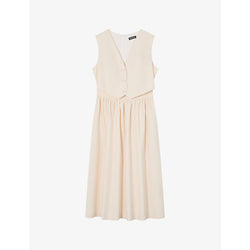 Lk Bennett Pernille waistcoat-top sleeveless cotton and linen-blend midi dress | LK BENNETT