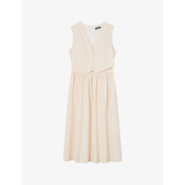 Lk Bennett Pernille waistcoat-top sleeveless cotton and linen-blend midi dress