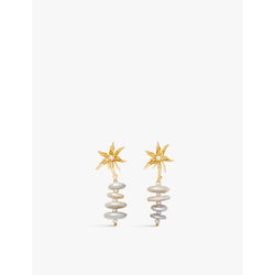 Brinker And Eliza Evangeline 24ct yellow gold-plated brass and pearl drop earrings