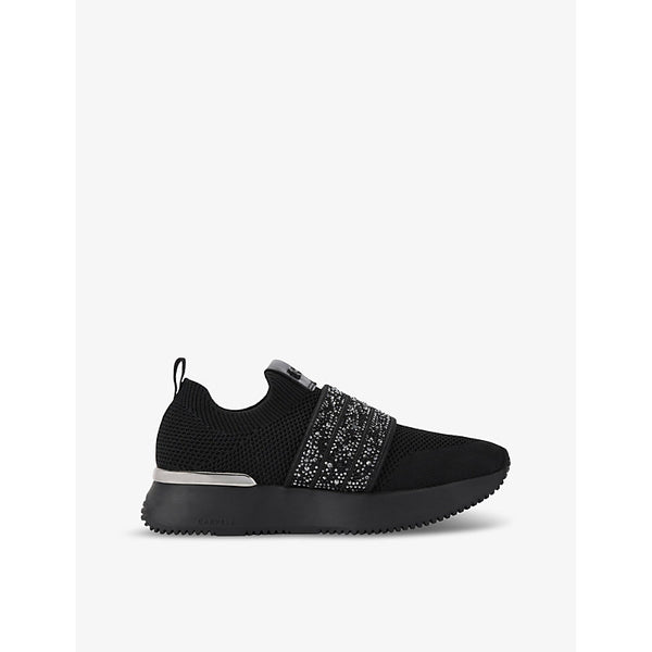 Carvela Flare crystal-embellished woven low-top trainers