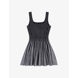 Maje Square-neck glitter-stripe jacquard stretch-knit mini dress | MAJE