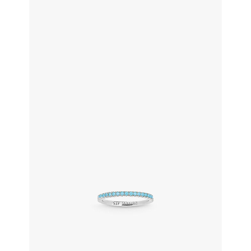  Sif Jakobs Ellera rhodium-plated sterling-silver and turquoise ring