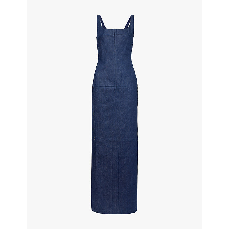 Jacquemus Sleeveless scoop-neck denim maxi dress | JACQUEMUS