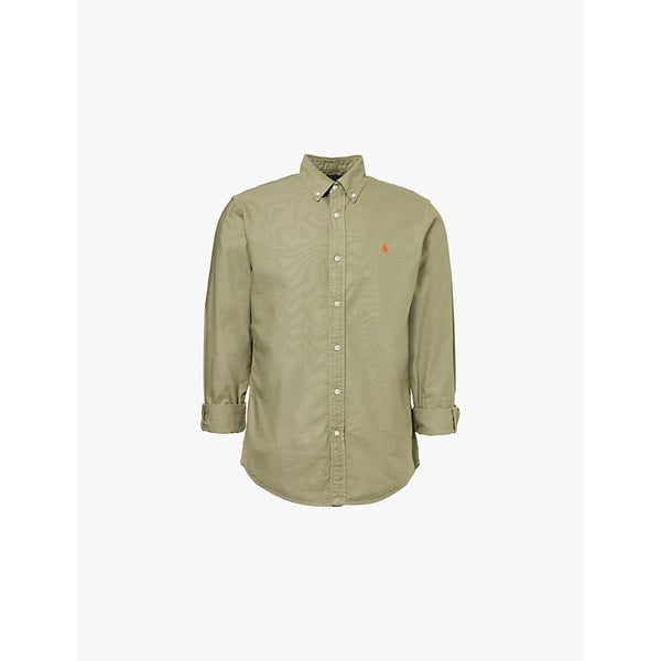  Polo Ralph Lauren Logo-embroidered long-sleeved cotton-piqué shirt