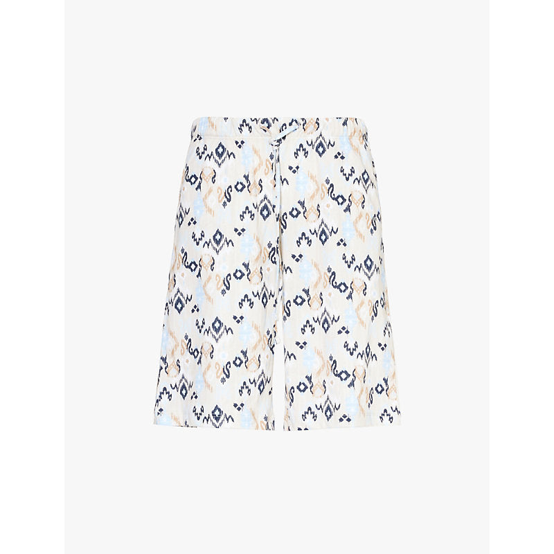  Hanro Abstract-print drawstring-waist cotton-jersey pyjama shorts