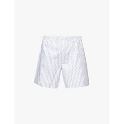  Hanro Brand-print drawstring-waist cotton-poplin pyjama shorts