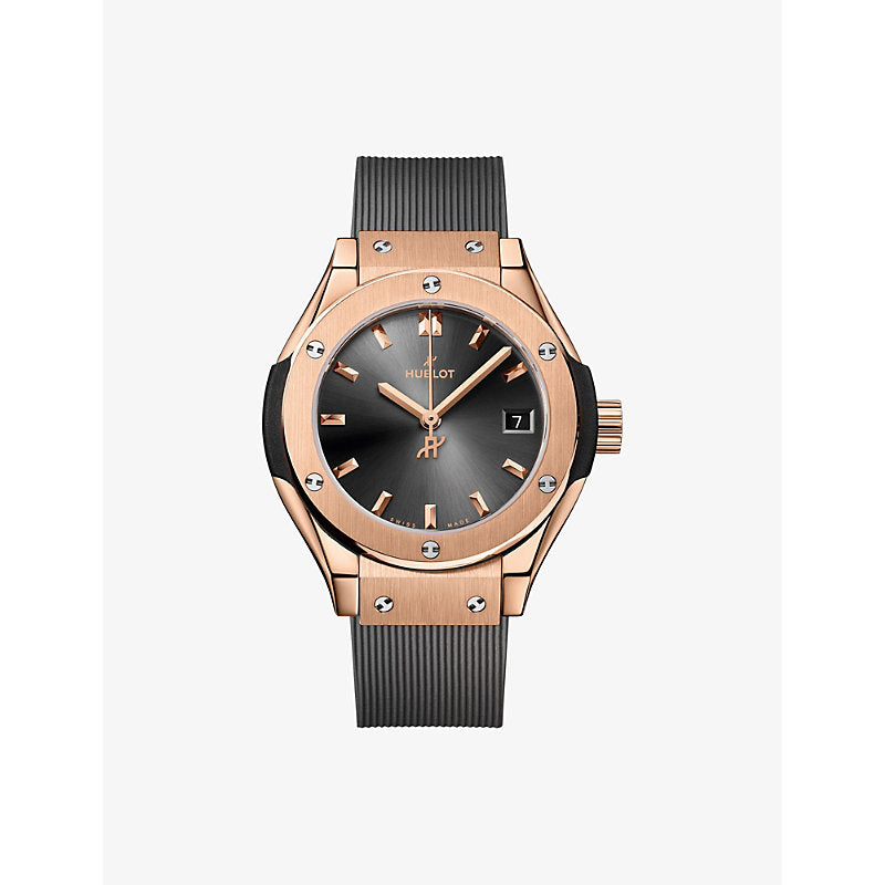 Hublot CLASSIC FUSION 29mm rubber and rose-gold quartz watch