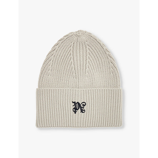  Palm Angels Monogram brand-embroidered wool beanie