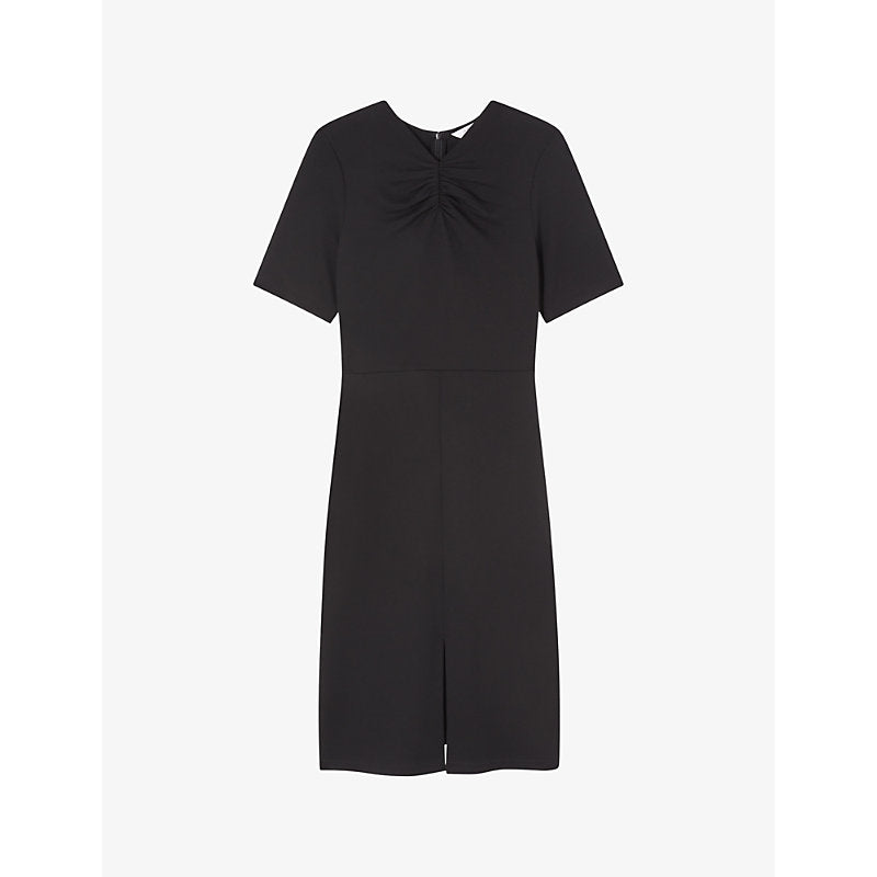 Lk Bennett Lila tuck-front short-sleeve stretch-woven midi dress