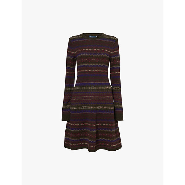  Polo Ralph Lauren Flared long-sleeve wool-blend knitted mini dress