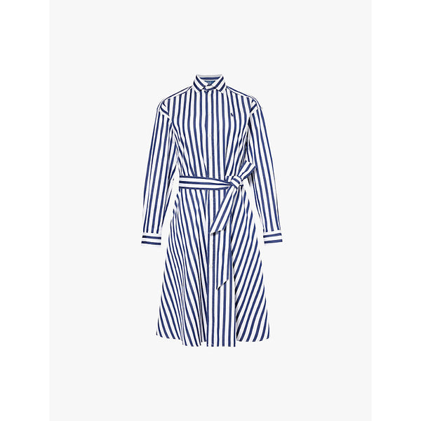 Polo Ralph Lauren Striped tie-waist cotton-poplin midi dress | POLO RALPH LAUREN