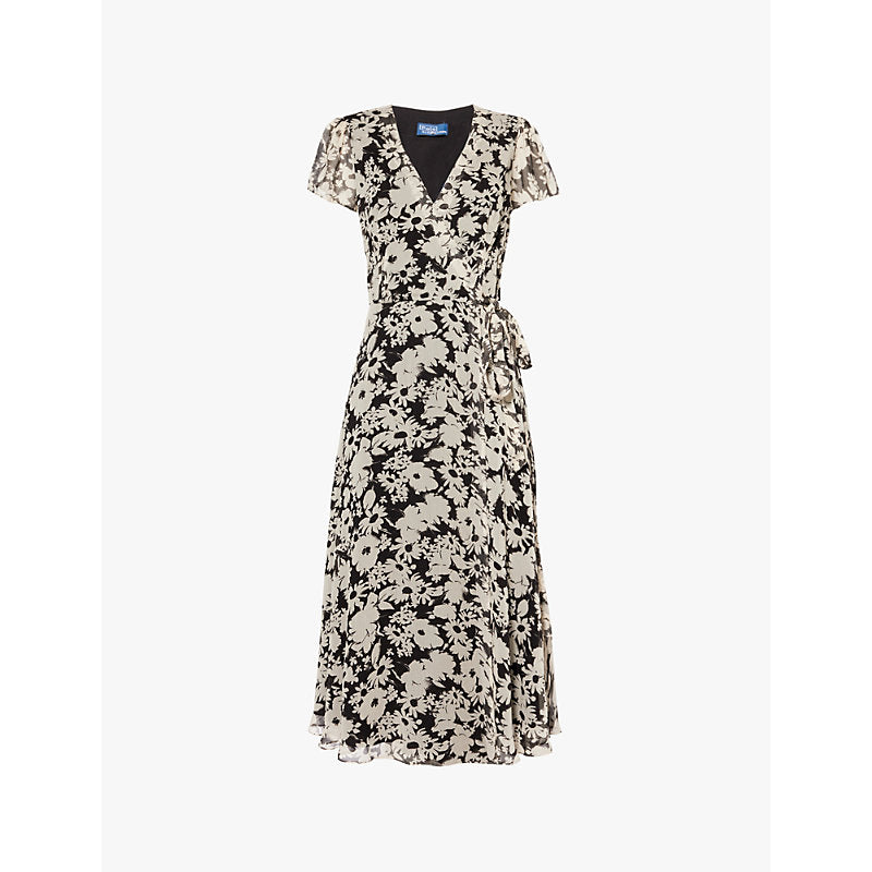  Polo Ralph Lauren Flower-print short sleeves woven midi dress