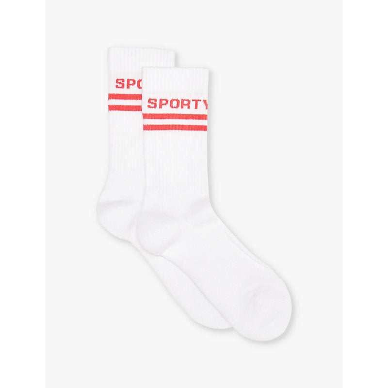  Sporty & Rich Sporty text-intarsia cotton crew socks