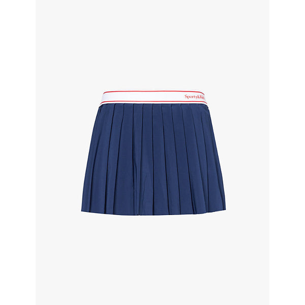  Sporty & Rich Branded-waist pleated stretch-woven mini skort