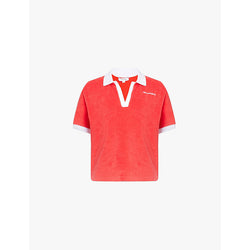  Sporty & Rich Logo-embroidered polo-collar cotton-terry top