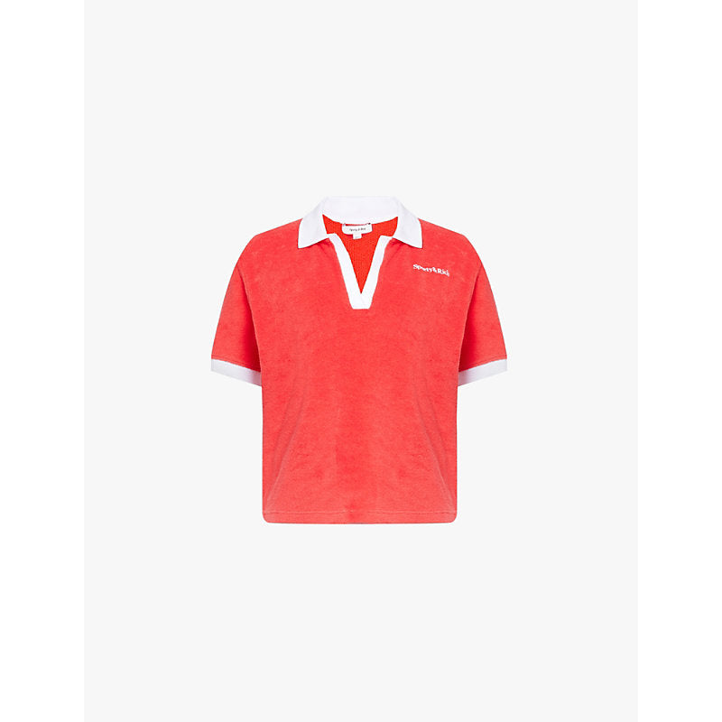  Sporty & Rich Logo-embroidered polo-collar cotton-terry top