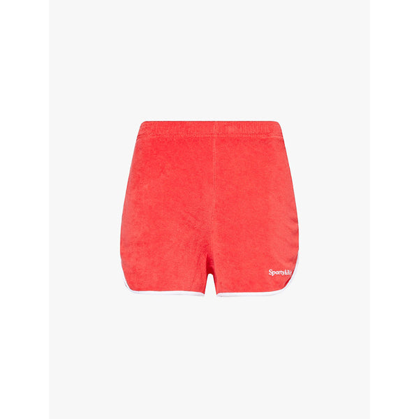  Sporty & Rich Brand-embroidered elasticated-waist cotton-terry shorts