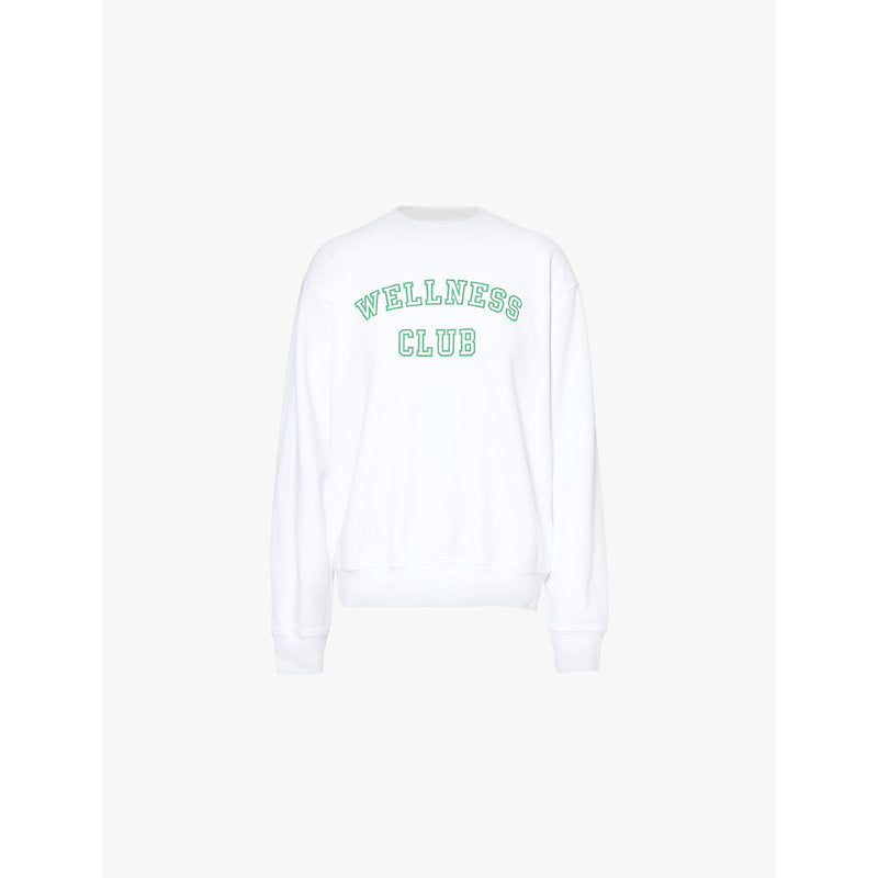  Sporty & Rich Wellness Club flocked-logo cotton-jersey sweatshirt