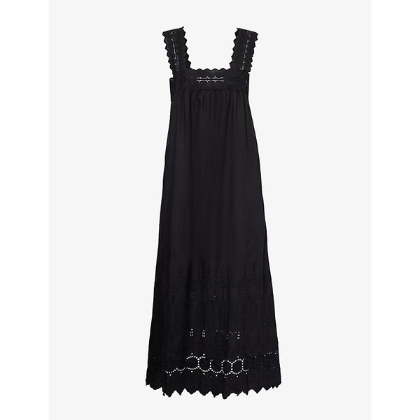 Posse Amelia embroidered-trim cotton midi dress