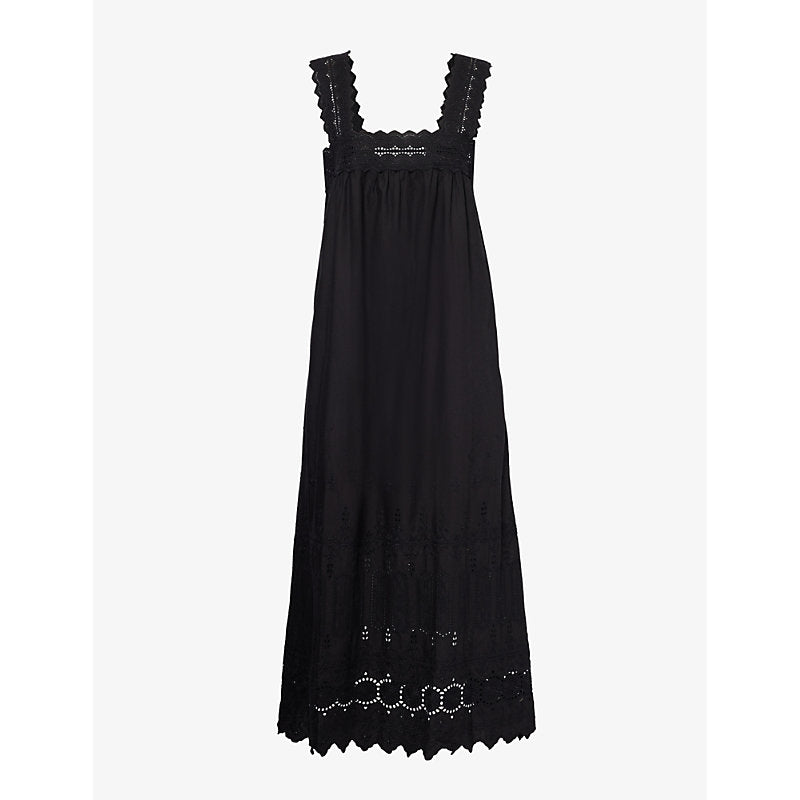 Posse Amelia embroidered-trim cotton midi dress | POSSE