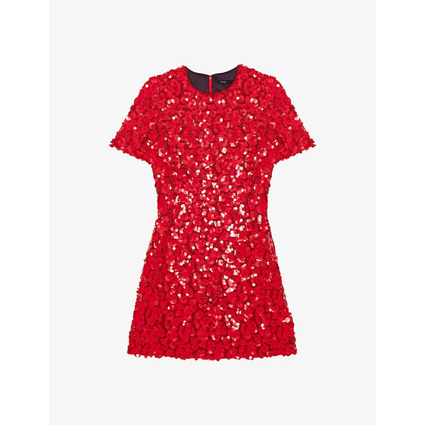 Maje Floral sequin-embellished woven mini dress