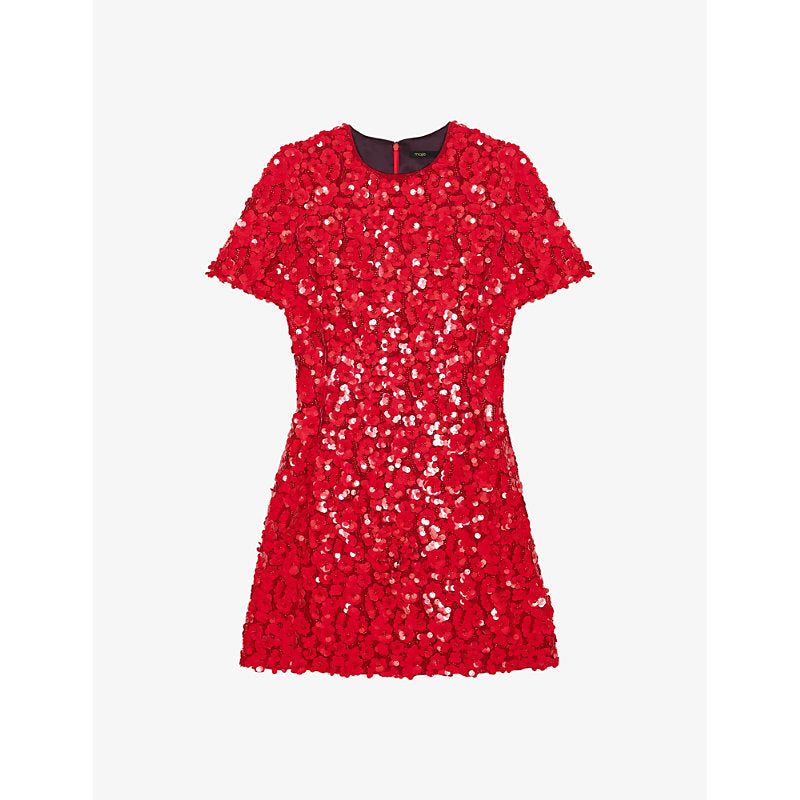 Maje Floral sequin-embellished woven mini dress | MAJE