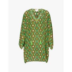  Camilla Graphic-print V-neck silk-crepe kaftan