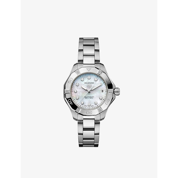 Tag Heuer WBP1313.BA0005 Aquaracer Solargraph stainless-steel, 0.15ct diamond and mother-of-pearl quartz watch