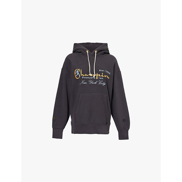  Champion Brand-embroidered relaxed-fit cotton-blend jersey hoody