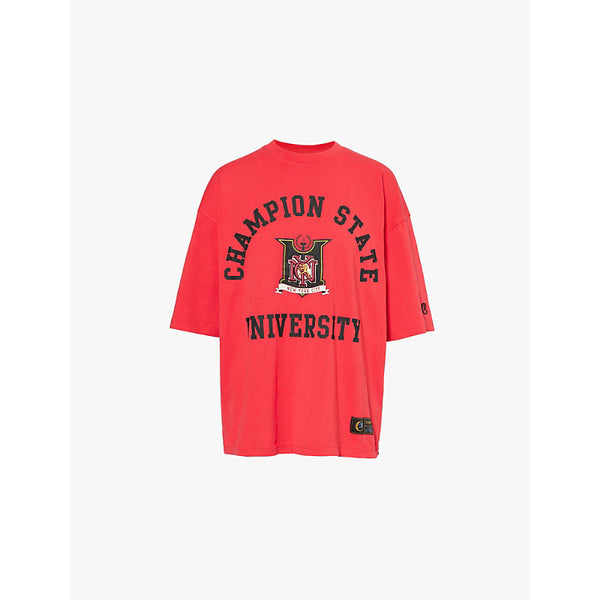  Champion Text-print relaxed-fit cotton-blend jersey T-shirt