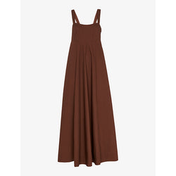 Whistles Anna shirred-back sleeveless cotton maxi dress | WHISTLES