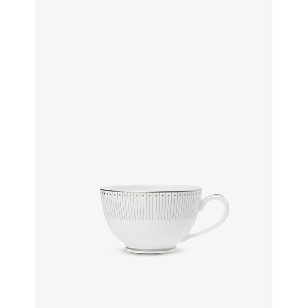 Christofle Malmaison platinum-trim porcelain teacup set of two