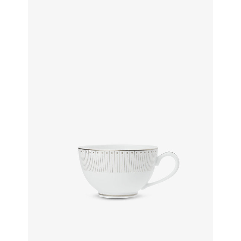 Christofle Malmaison platinum-trim porcelain teacup set of two