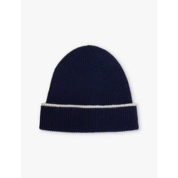  Eleventy Contrast-trim cashmere beanie hat