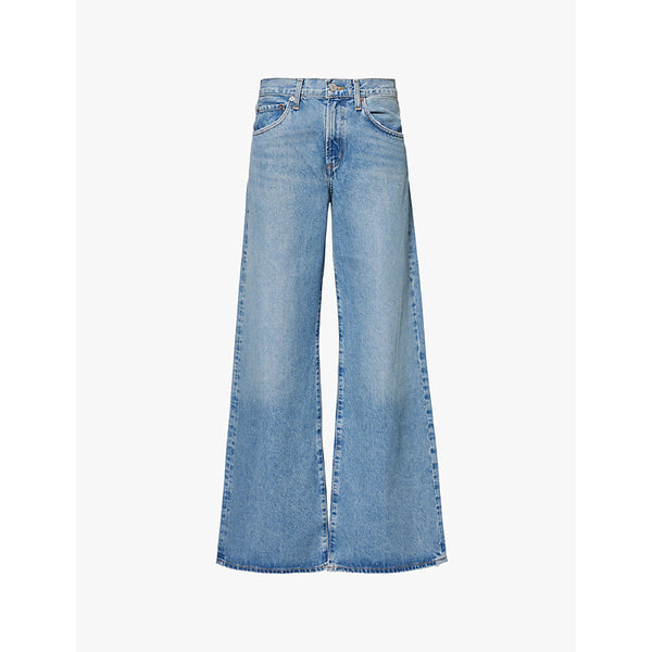 Agolde Clara faded-wash wide-leg high-rise organic-denim jeans