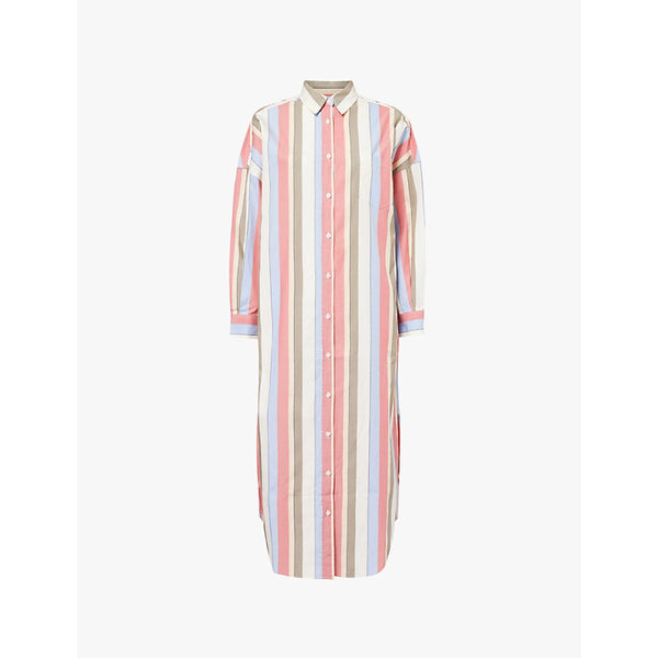 Lmnd Stripe-print long-sleeve cotton midi dress