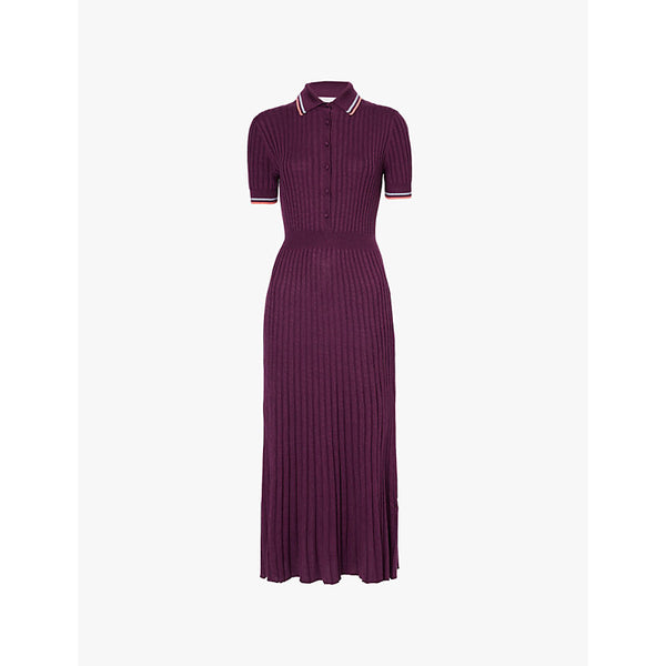 Gabriela Hearst Eyot striped-trim silk and cashmere midi dress | GABRIELA HEARST