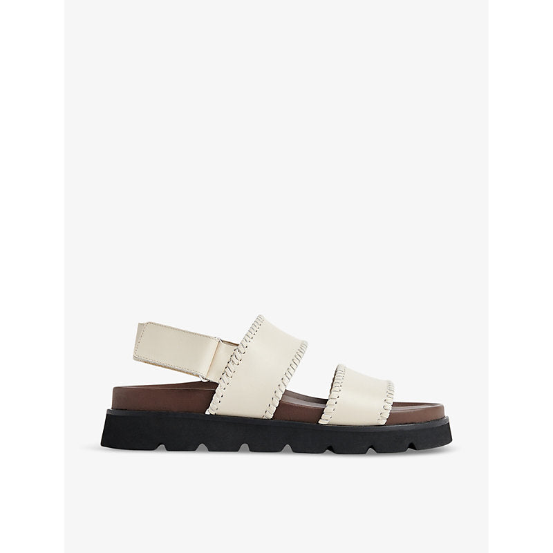 Whistles Ruben whipstitch flat leather sandals