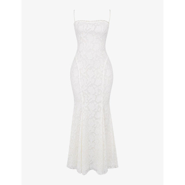 House Of Cb Joan burnout-pattern lace maxi dress