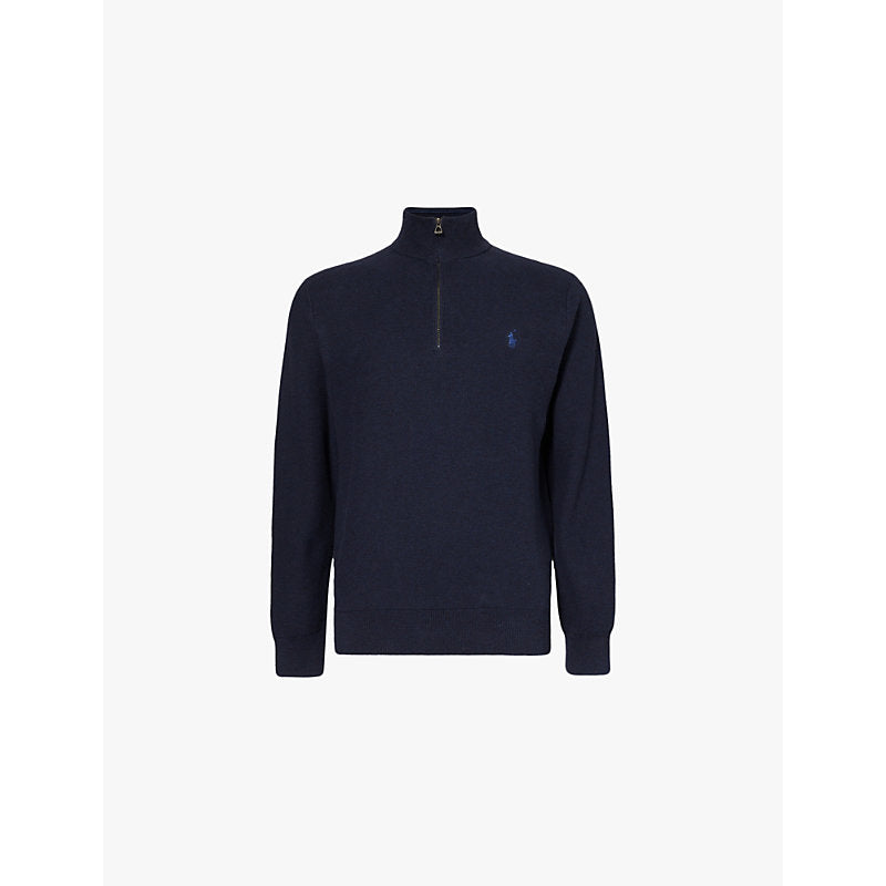  Polo Ralph Lauren Logo-embroidered half-zip cotton-knit sweatshirt