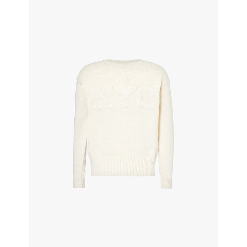  Polo Ralph Lauren NYC text-motif cotton and linen-blend knit jumper