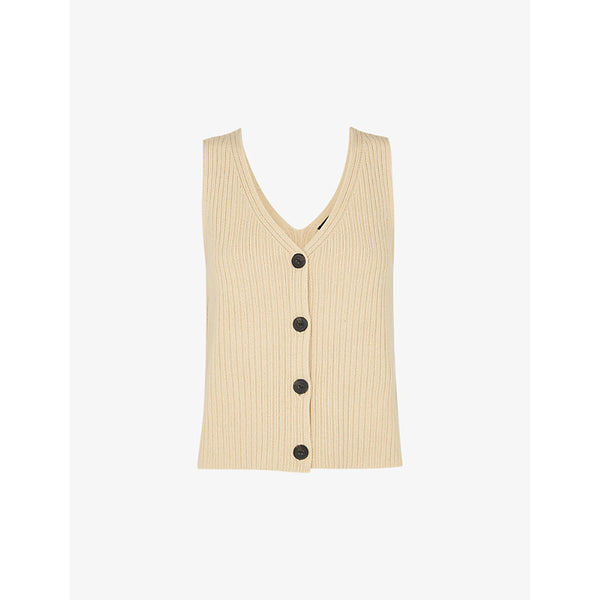 Whistles Button-front V-neck stretch-cotton tank