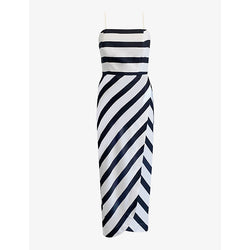 Ro&Zo Penelope stripe-print bandeau linen-blend midi dress | RO&ZO