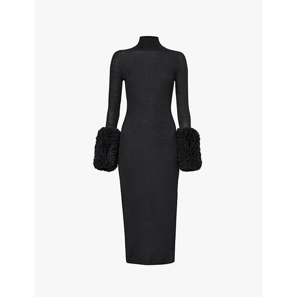 Alaia Slim-fit bubble-cuff virgin-wool midi dress | ALAIA