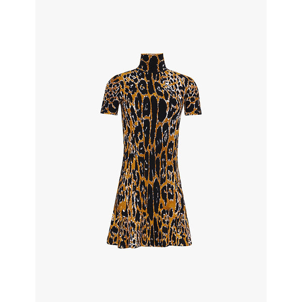 Alaia High-neck leopard-pattern knitted midi dress | ALAIA