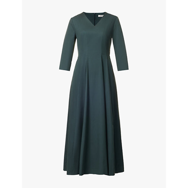 Max Mara Romolo V-neck stretch cotton-blend midi dress