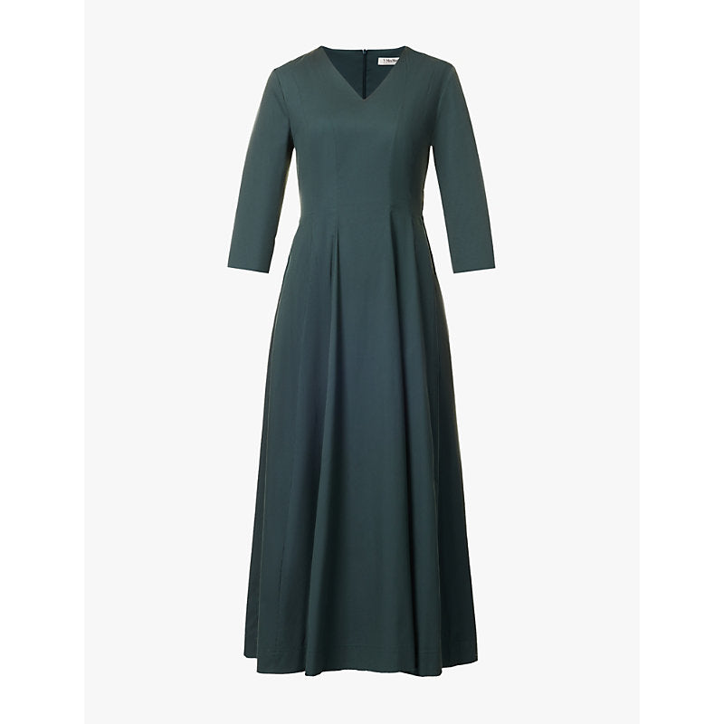 Max Mara Romolo V-neck stretch cotton-blend midi dress | MAX MARA