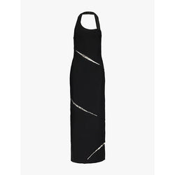 Herve Leger Crystal-embellished cut-out knitted maxi dress | HERVE LEGER