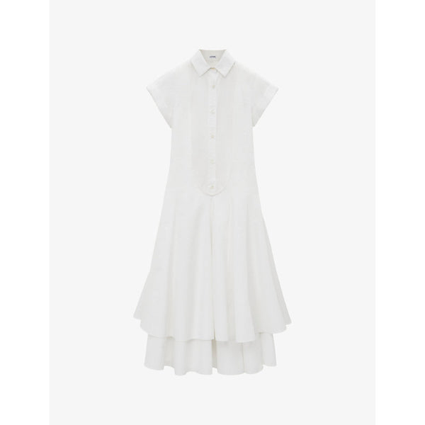 Loewe Double-layer pleated-skirt cotton midi dress | LOEWE