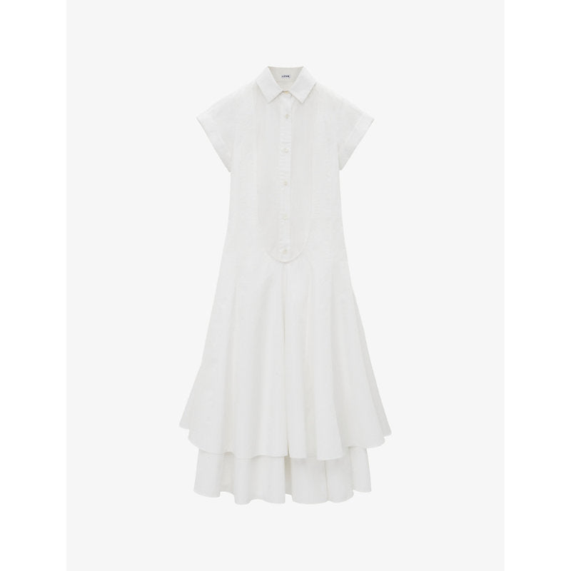 Loewe Double-layer pleated-skirt cotton midi dress | LOEWE